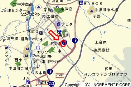 アミカ中津川店の地図の写真