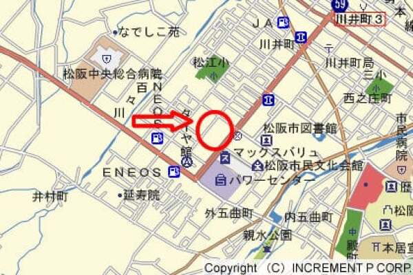マルヤス松阪川井町店予定地の地図の写真