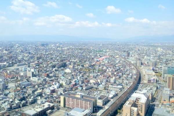 岐阜シティ・タワー43の展望室からの光景の写真