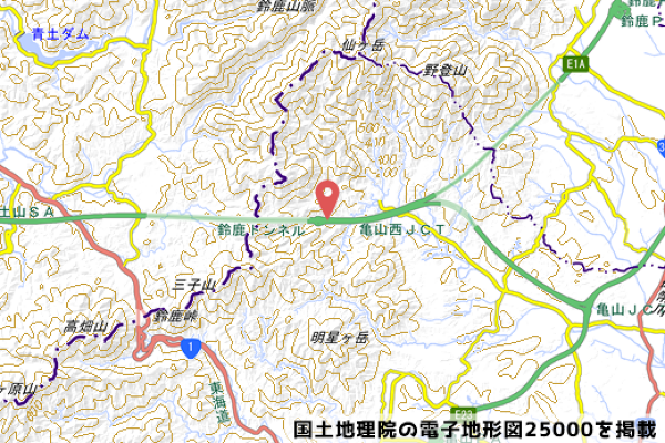 亀山西JCTの地図の写真