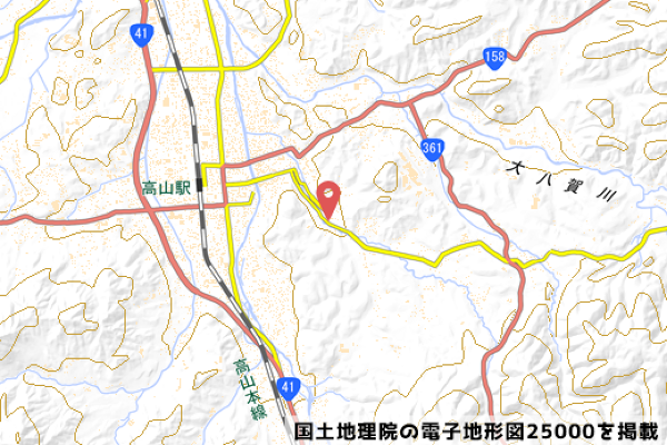 ファミリーマート高山江名子の地図の写真