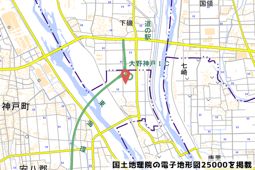 大野神戸ICの地図の写真