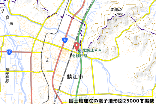 北鯖江PAの地図の写真