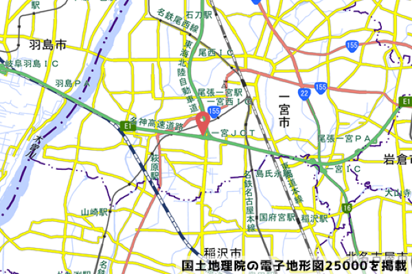 一宮稲沢北ICの地図の写真