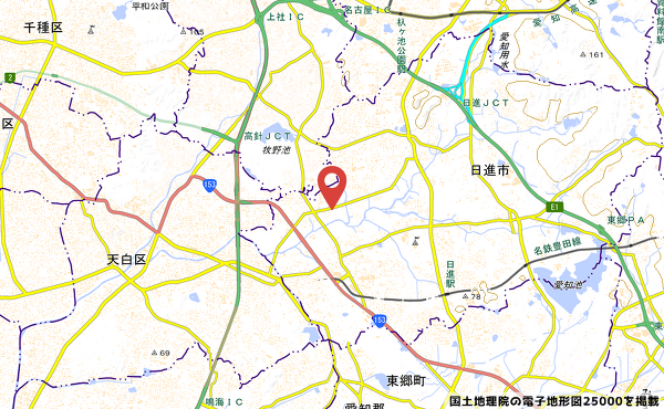 （仮称）日進香久山西部区画整理地内商業施設計画の地図の写真