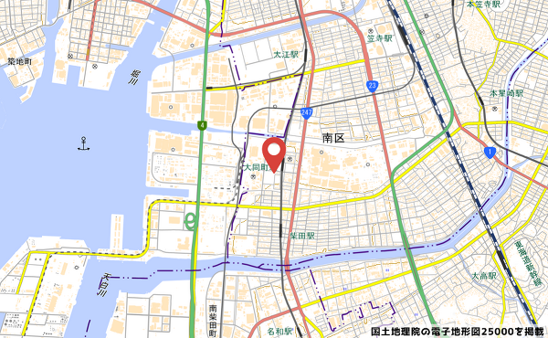 アオキスーパー大同店の地図の写真