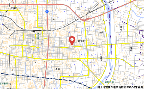 五王 大垣店の地図の写真