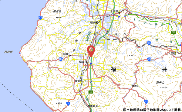 北鯖江PAの地図の写真