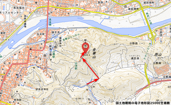 岐阜城の地図の写真