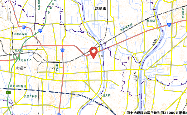 ローソン大垣東町一丁目店の地図の写真