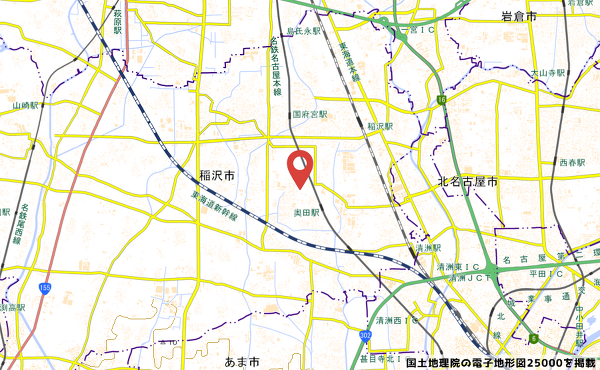稲沢市の住所の地図の写真