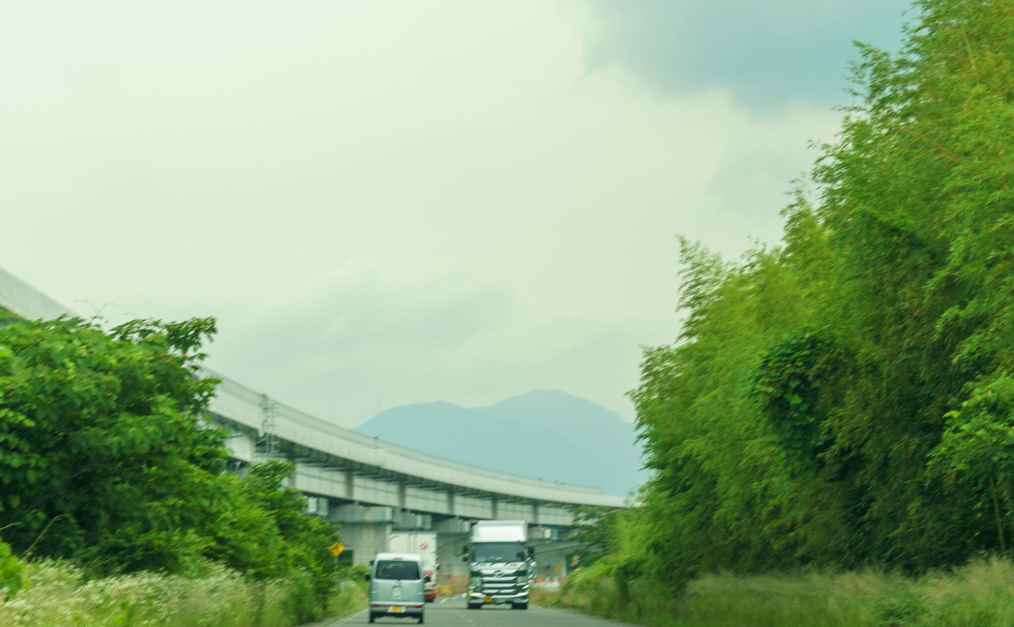 員弁川の堤防道路の写真