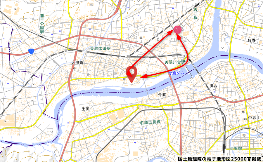 新店舗と旧店舗の位置関係の地図の写真