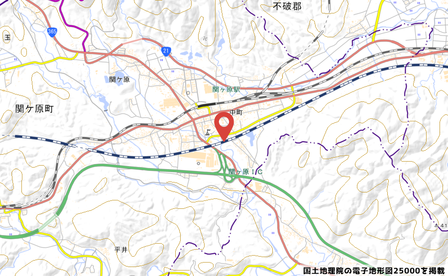 クスリのアオキ関ケ原店予定地の地図