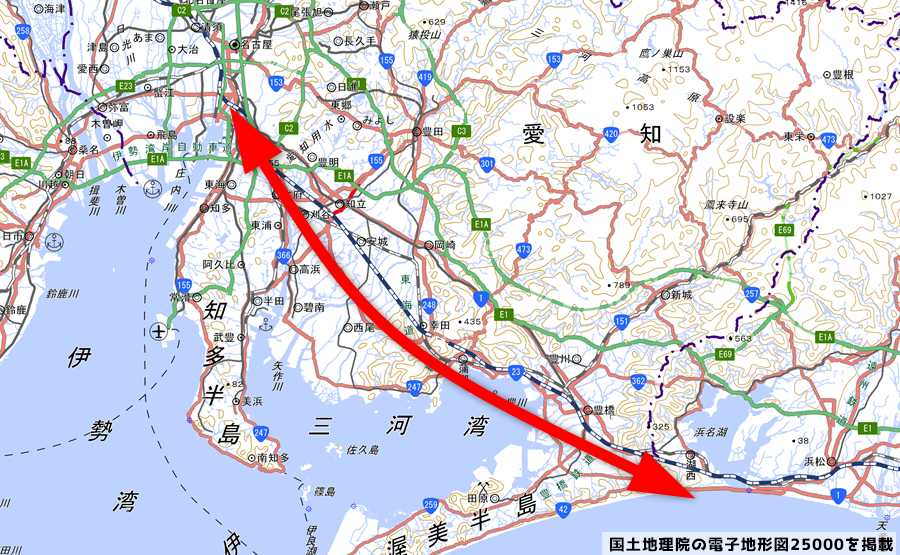 愛知県三河エリアの地図