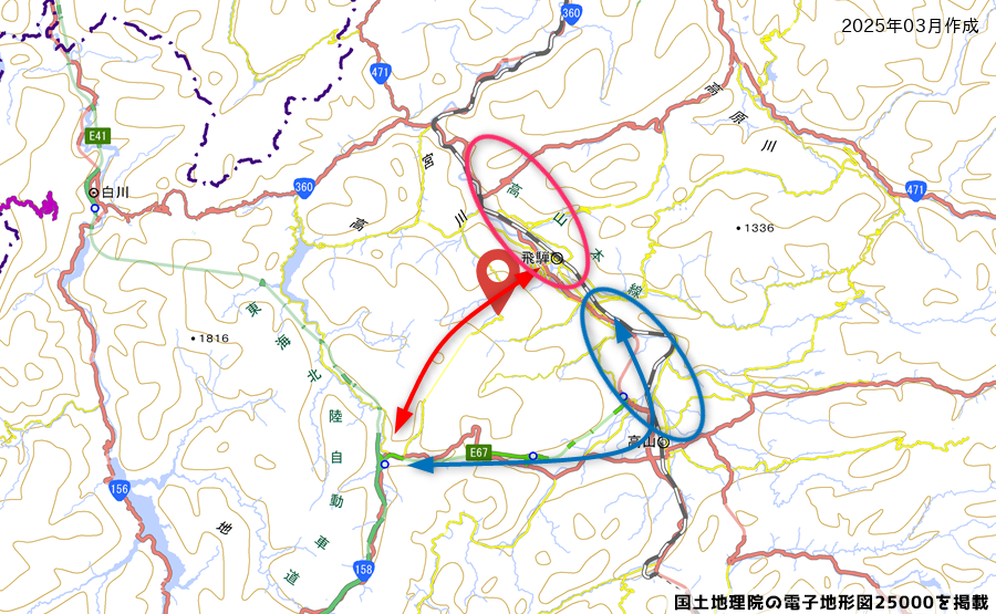 道の駅「飛騨古川いぶし」周辺の道路事情