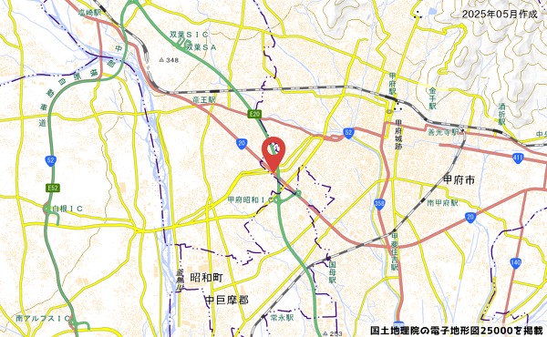 (仮称)甲府市徳行計画の出店地地図