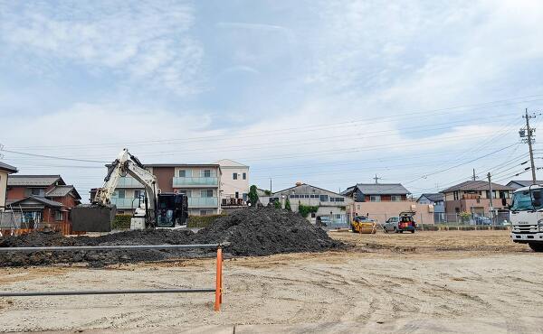 ゲンキー大垣楽田店の外構工事の様子(2025年6月撮影)