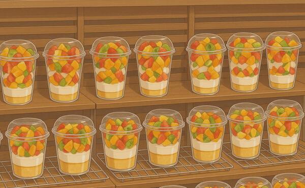 豊橋菰口店で新発売になったスフレケーキの展示の再現アニメ