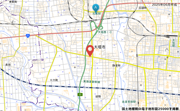岐阜県大垣市桧町789−1の地図