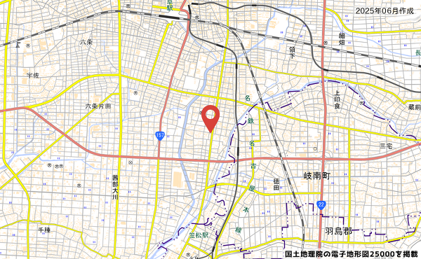 岐阜県岐阜市城東通六丁目43番地の地図