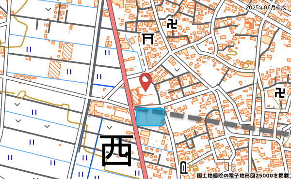 西尾市一色町の計画道路を記した地図