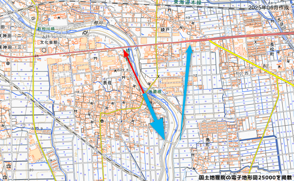 地蔵橋の迂回路の地図