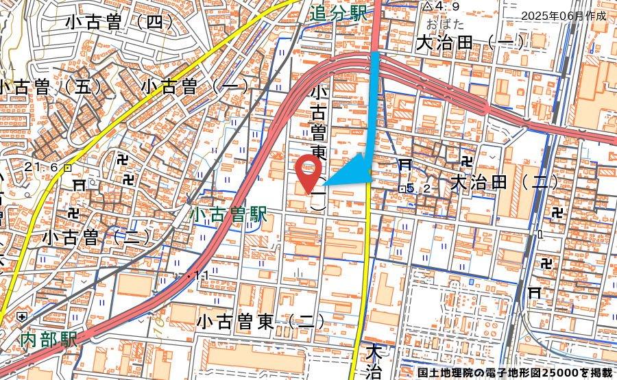 ラ・ムー四日市南店へ県道103号から入店する経路