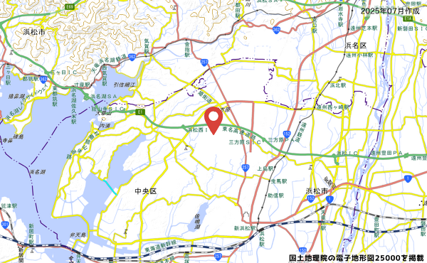 浜松市中央区高丘北二丁目の地図