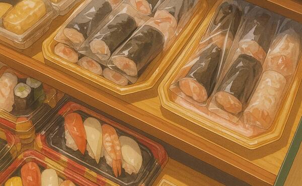 惣菜コーナーに1つ1つ個装された様子をアニメ化して再現