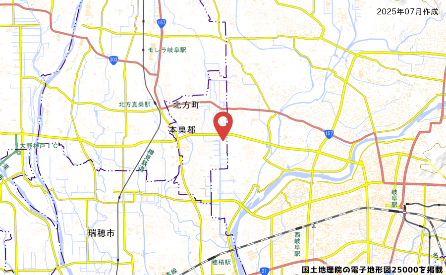 岐阜県本巣郡北方町曲路東二丁目１－１の地図