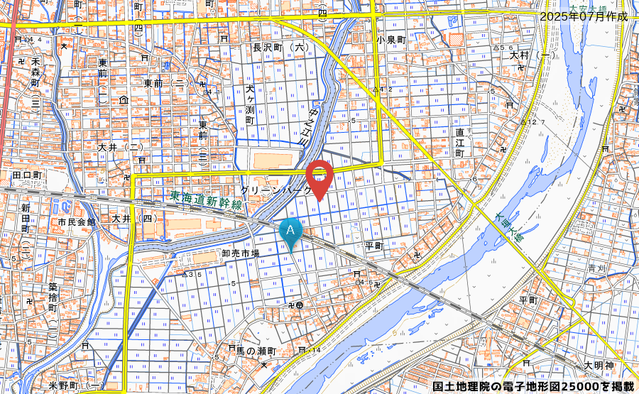 岐阜県大垣市平町の地図