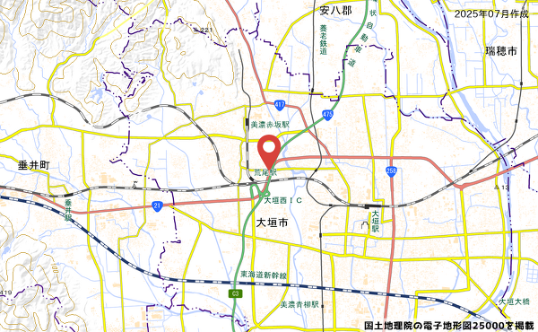 岐阜県大垣市熊野町312番地の地図