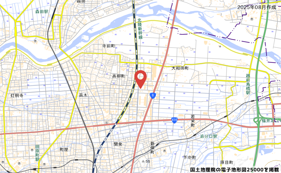福井市大和田1丁目206番外9筆の地図