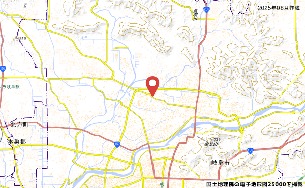 岐阜県岐阜市鷺山新町2番が中心の地図