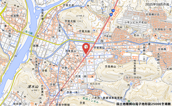 岐阜県岐阜市芥見長山2丁目111番1にあるセブンイレブン岐阜芥見長山店の地図