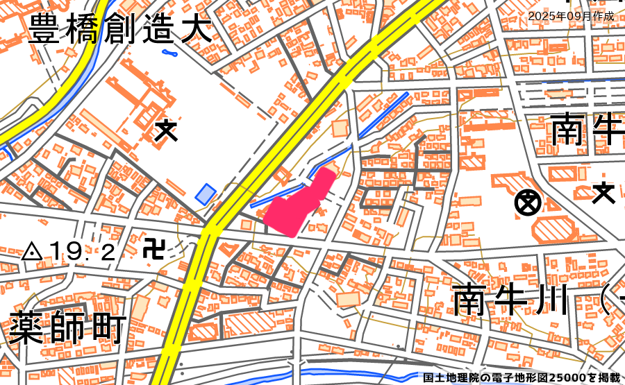 フィール豊橋牛川店の予定地拡大地図
