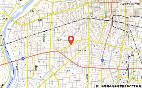 岐阜県岐阜市六条北4丁目14-13のセブンイレブンの地図