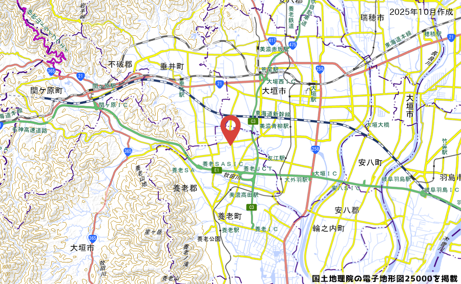  岐阜県養老郡養老町大坪９６－１のコムレイズダイナーの地図