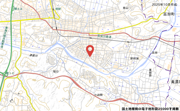 岐阜県関市桜ケ丘のゲンキー桜ケ丘店の予定地地図