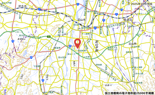 富山県富山市掛尾町のアクロスプラザ富山掛尾店予定地地図