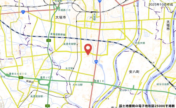 岐阜県大垣市外野2丁目100番地のイオンモール大垣の地図