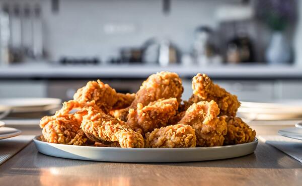 フライドチキンがテーブルにのった様子を再現