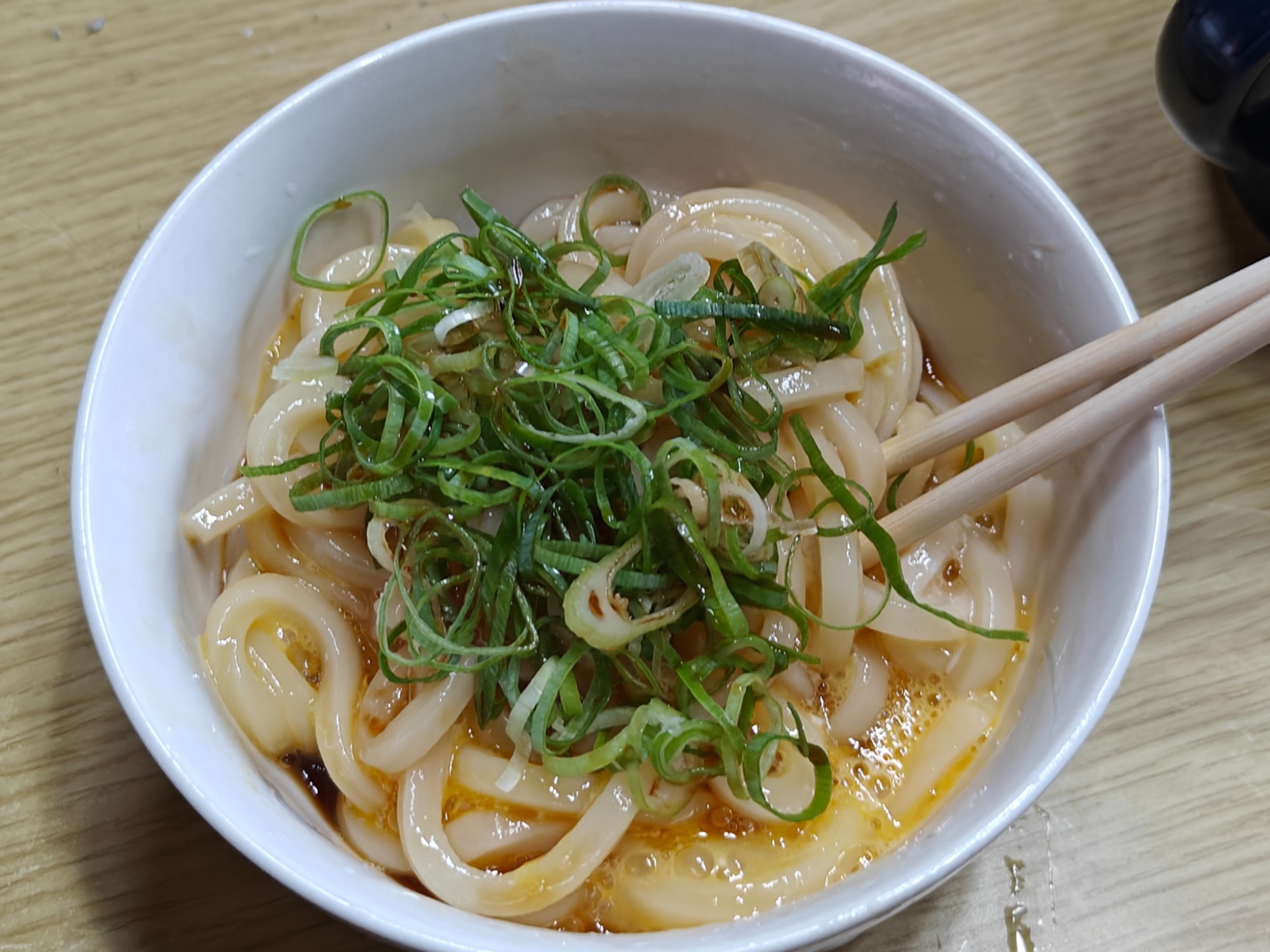 お昼は釜玉うどん！の画像